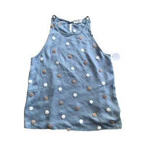 New Blu Pepper Light Blue Sleeveless Top with Textured Dots Size M